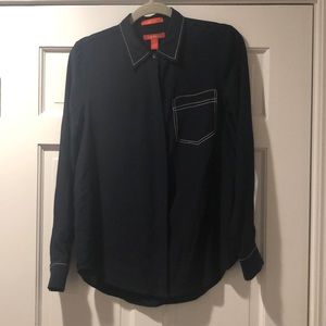Joe Fresh Navy Silk Button Up Shirt
